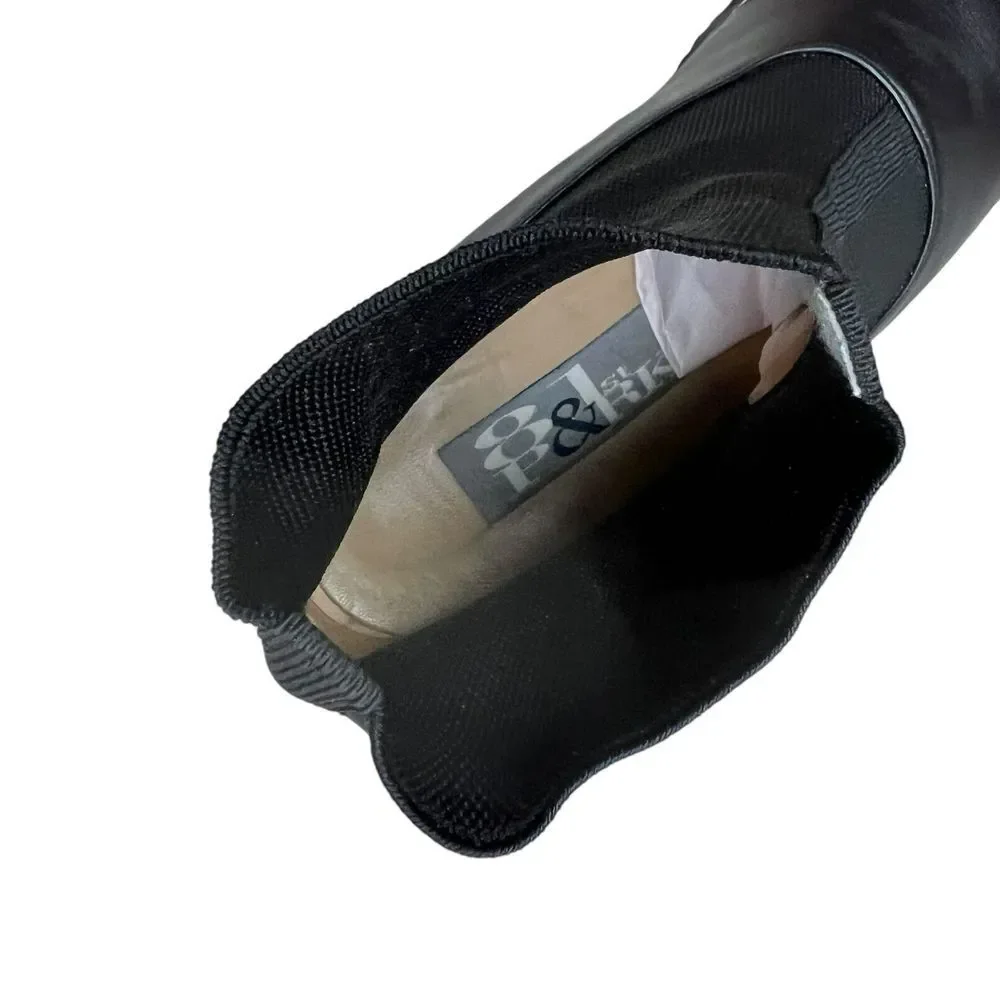 81st & Park Womens Boots Black Leather Stretch Gore Sock Block‎ Heel Size 7.5M